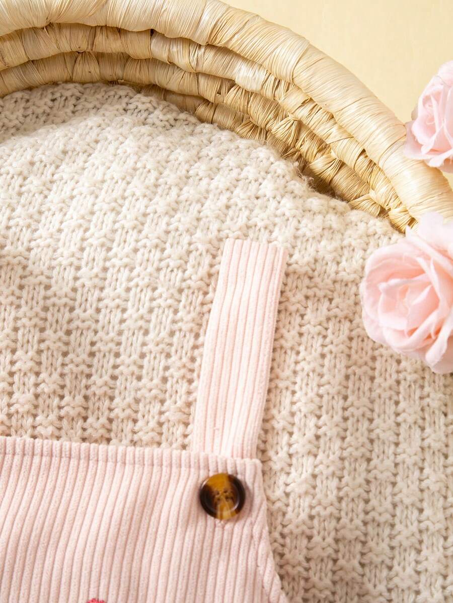 Spring Autumn Suspender Dress - Cute Casual Embroidered Deer Outfit for Baby Girls