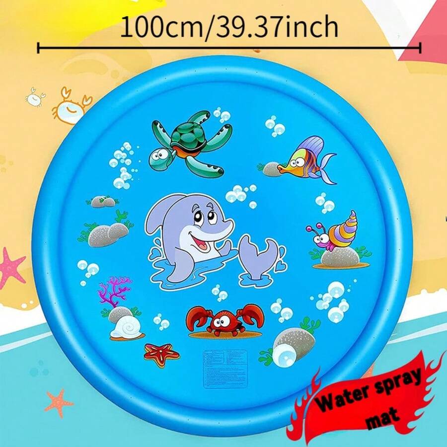 Dolphin Splash Pad Sprinkler Mat for Kids and Pets Outdoor Water Play Lawn and Backyard Fun