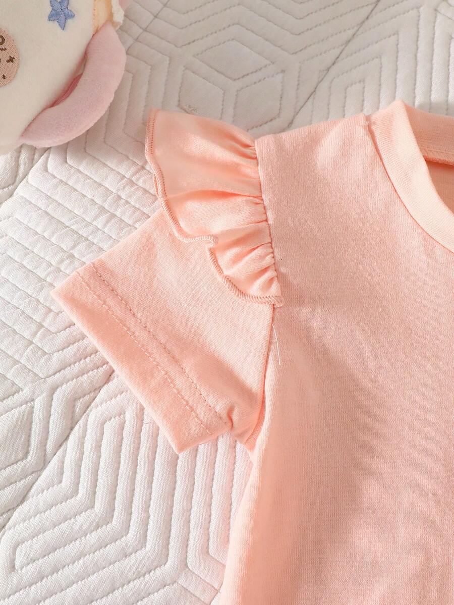 Baby Girl Strawberry Print T Shirt and Pants Set for Cute Summer Daily Wear