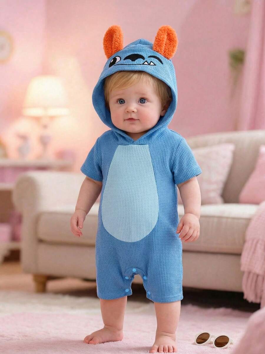 3D Big Ear Hooded Romper Set For Newborn Baby Boys And Girls Summer Outfit