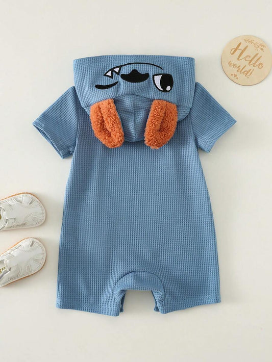 3D Big Ear Hooded Romper Set For Newborn Baby Boys And Girls Summer Outfit