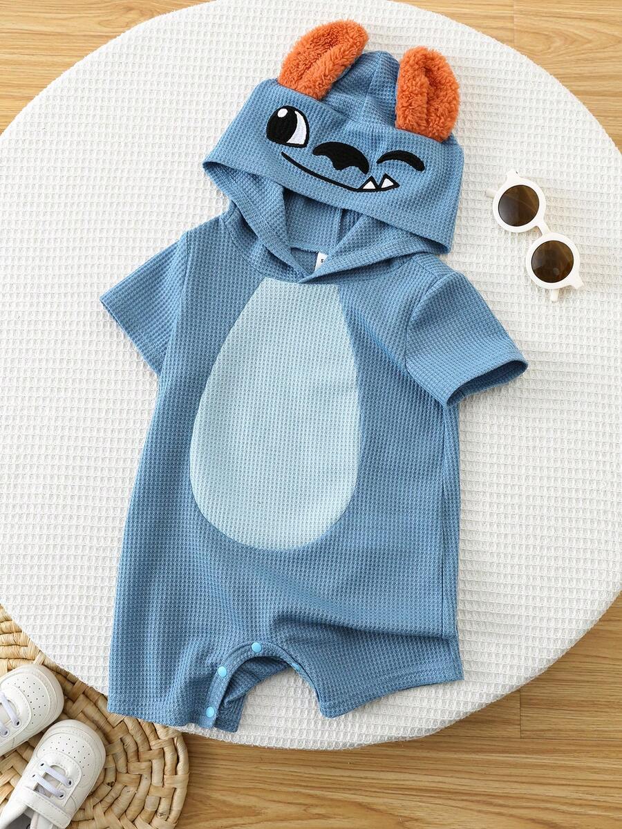 3D Big Ear Hooded Romper Set For Newborn Baby Boys And Girls Summer Outfit