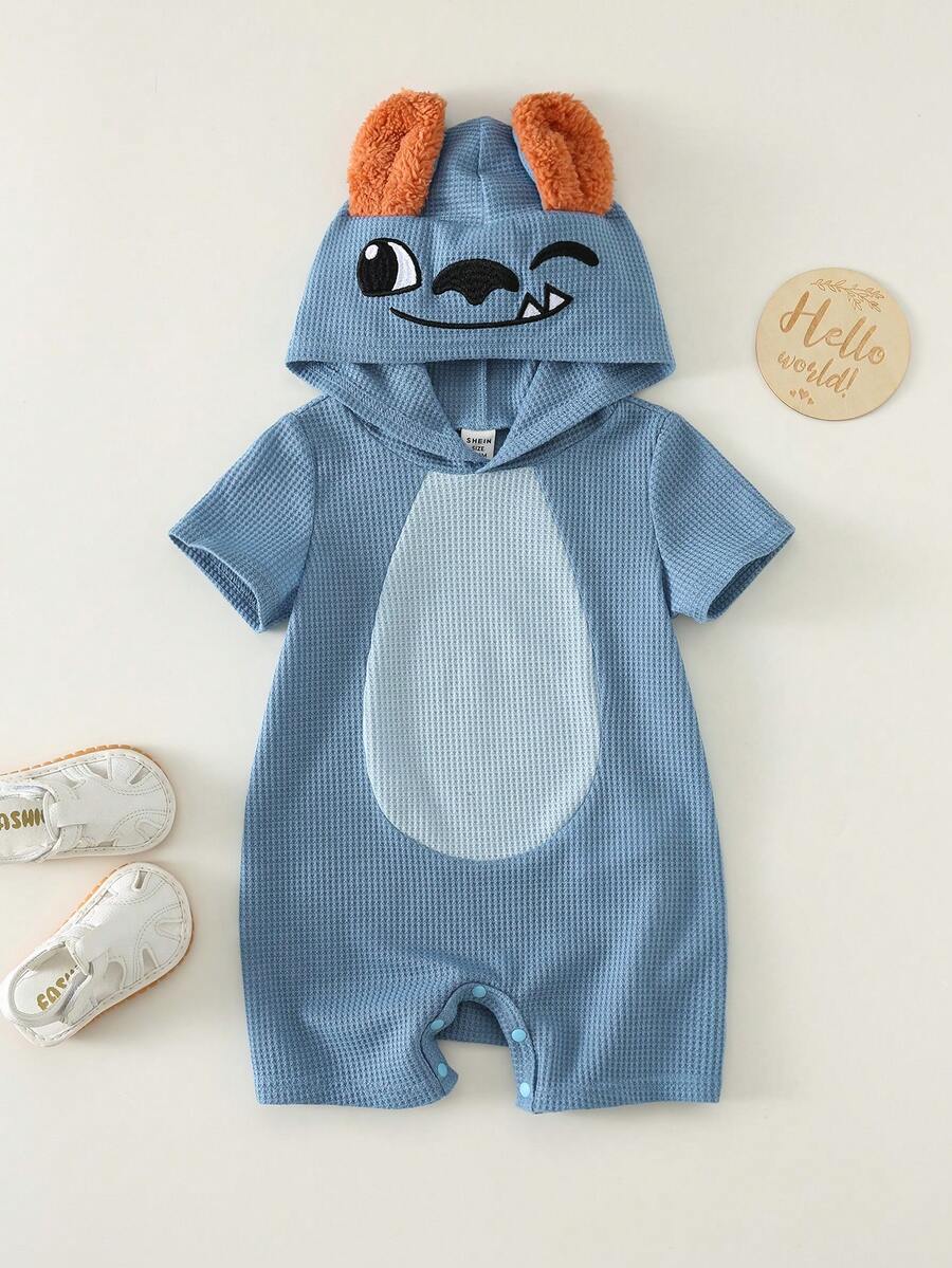 3D Big Ear Hooded Romper Set For Newborn Baby Boys And Girls Summer Outfit