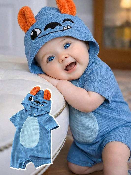 3D Big Ear Hooded Romper Set For Newborn Baby Boys And Girls Summer Outfit