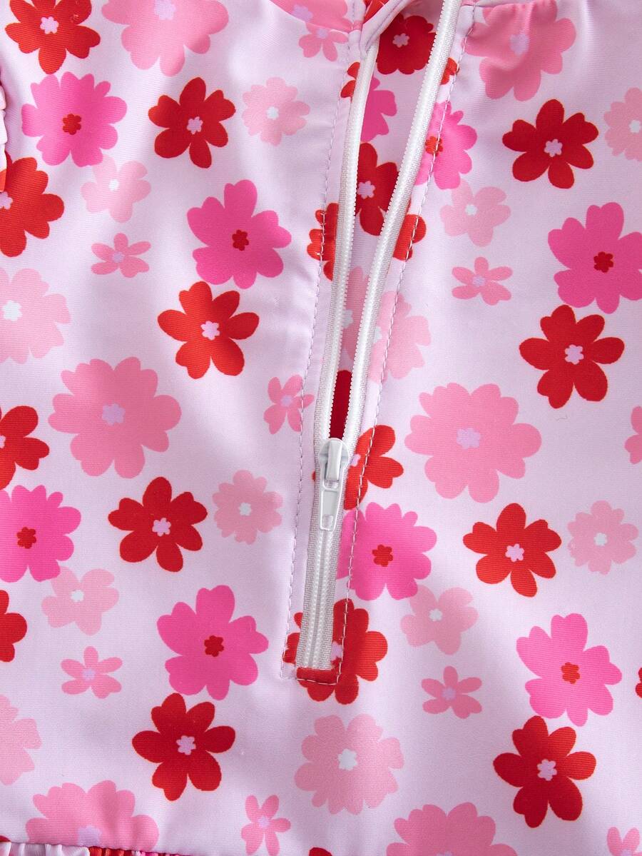 Baby Girls Cartoon Print Swimsuit Romper Casual Summer Vacation Beachwear