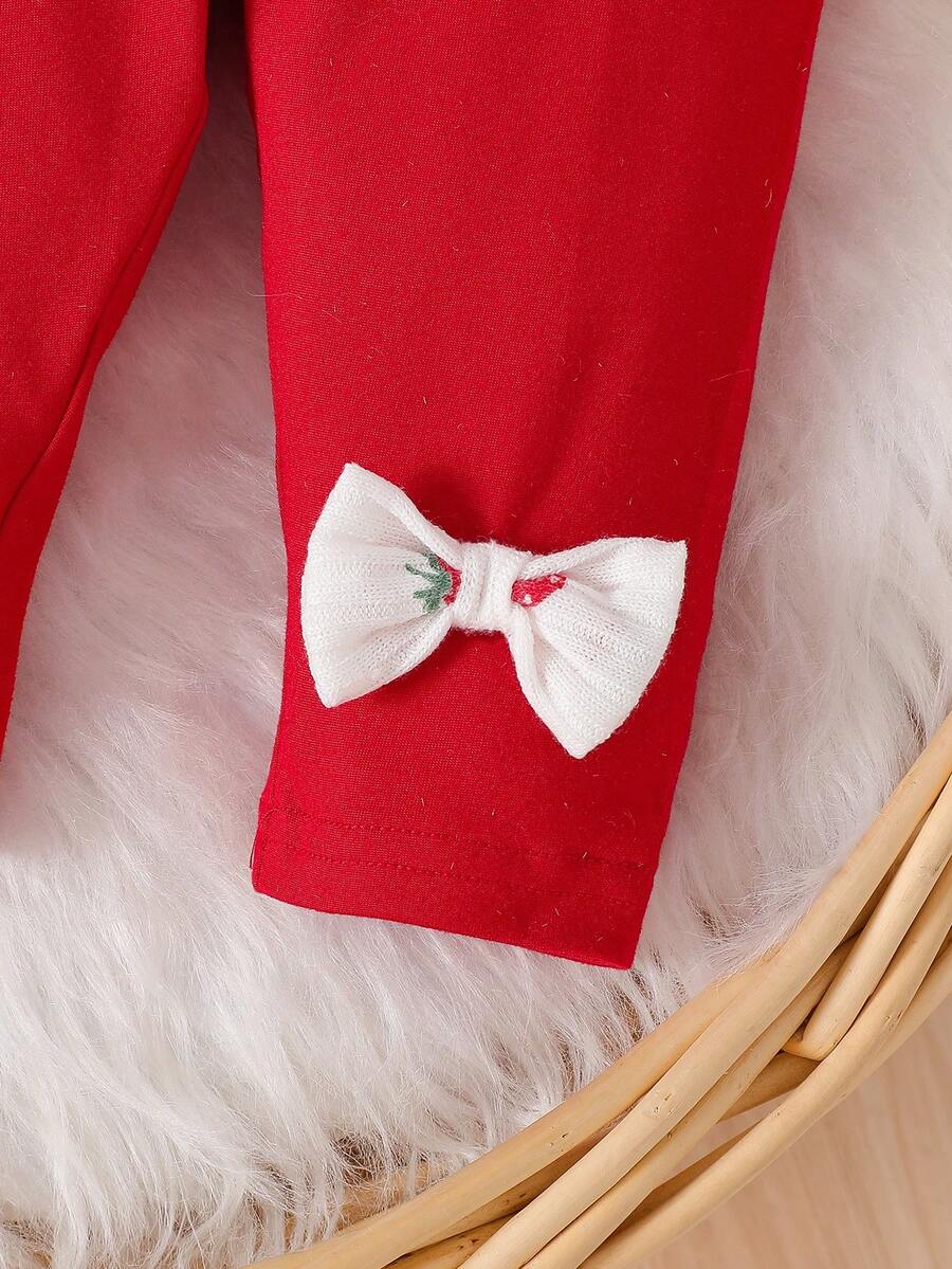 Pink Heart Knit Outfit Set with Bow Detail for Autumn and Spring Wear