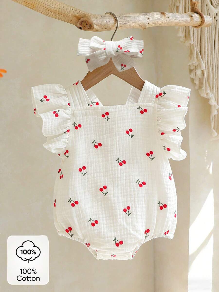 Baby Floral Print Sleeveless Jumpsuit for Casual Summer Daily Wear and Outings
