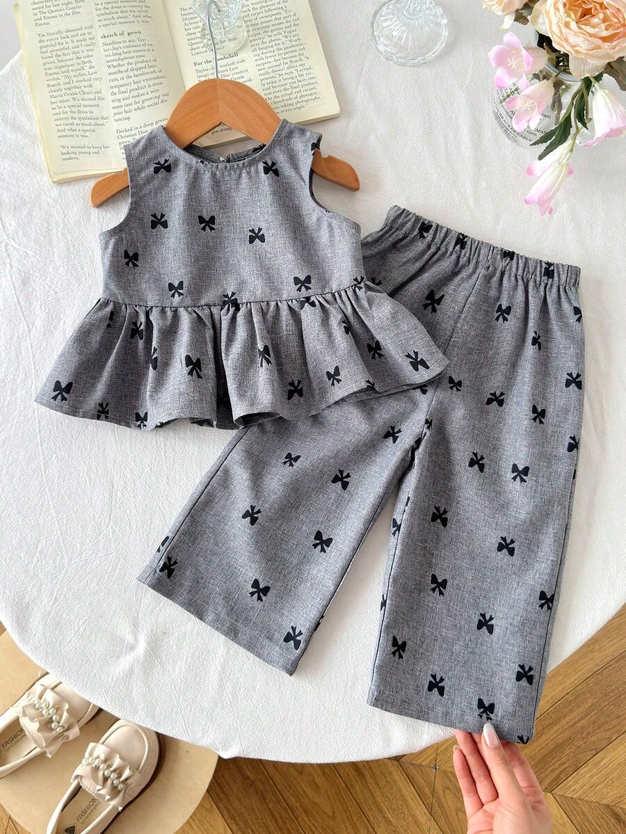 Casual Summer Pants Outfit For Kids Girls Ditsy Floral Fashion Wear
