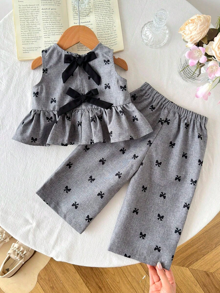 Casual Summer Pants Outfit For Kids Girls Ditsy Floral Fashion Wear