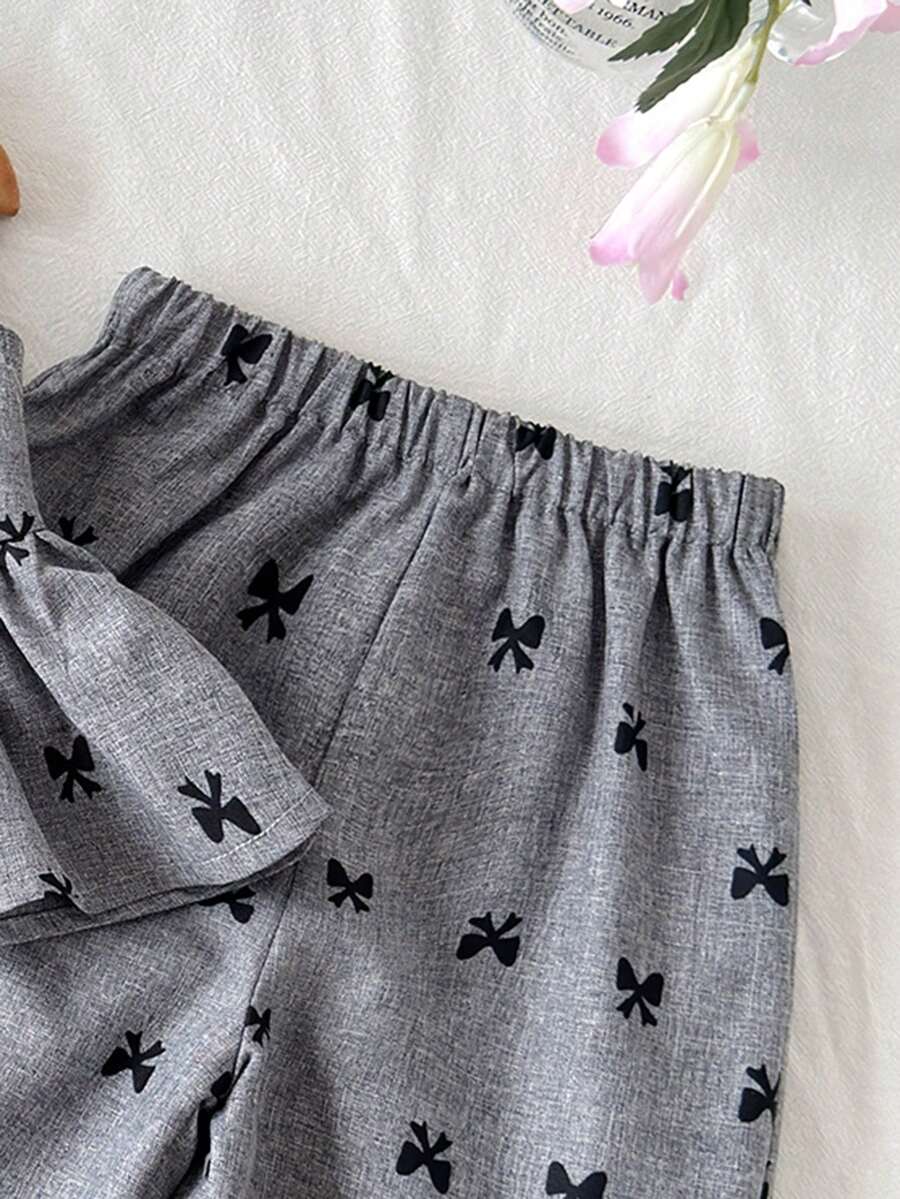 Casual Summer Pants Outfit For Kids Girls Ditsy Floral Fashion Wear
