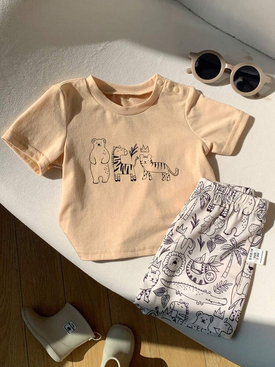 2PCS Baby Letter Knit Top and Shorts Set for Casual Daily Wear and Playtime