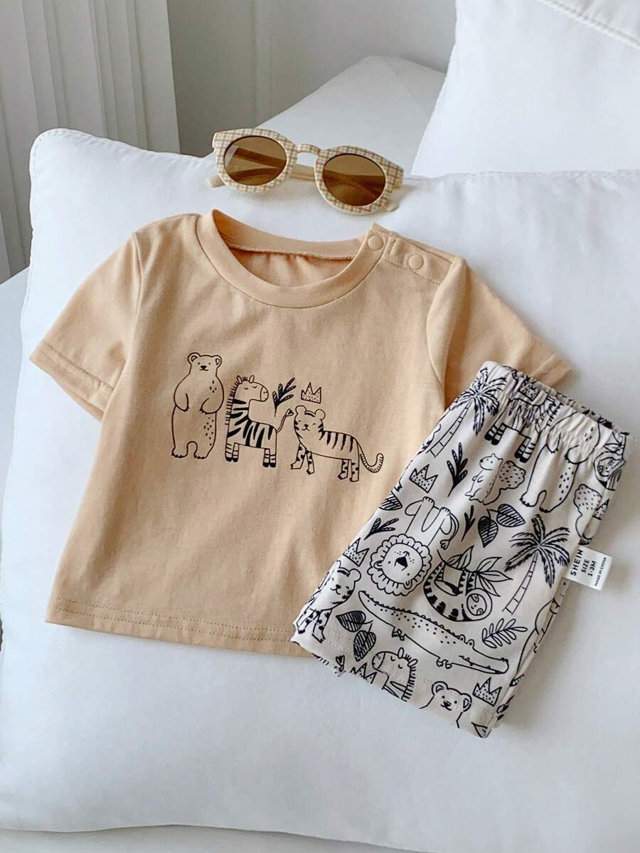 2PCS Baby Letter Knit Top and Shorts Set for Casual Daily Wear and Playtime