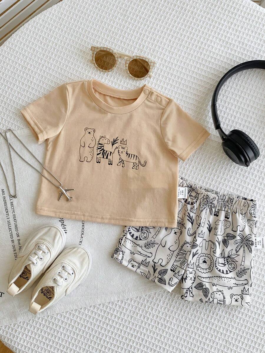 2PCS Baby Letter Knit Top and Shorts Set for Casual Daily Wear and Playtime