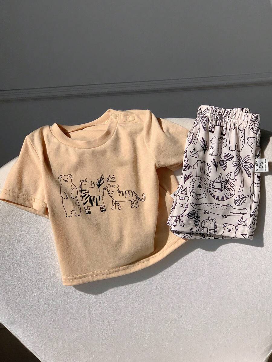 2PCS Baby Letter Knit Top and Shorts Set for Casual Daily Wear and Playtime
