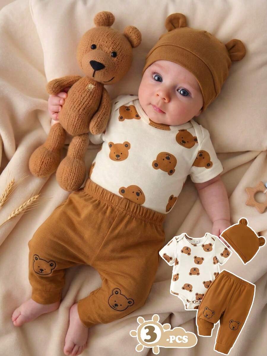 Cute Baby Boy Letter Print Bodysuit & Sweatpants Matching Set for Spring Summer
