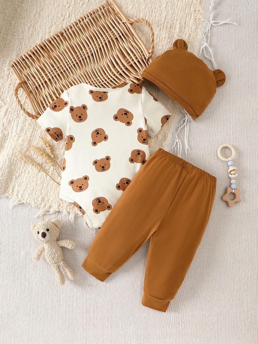 Cute Baby Boy Letter Print Bodysuit & Sweatpants Matching Set for Spring Summer