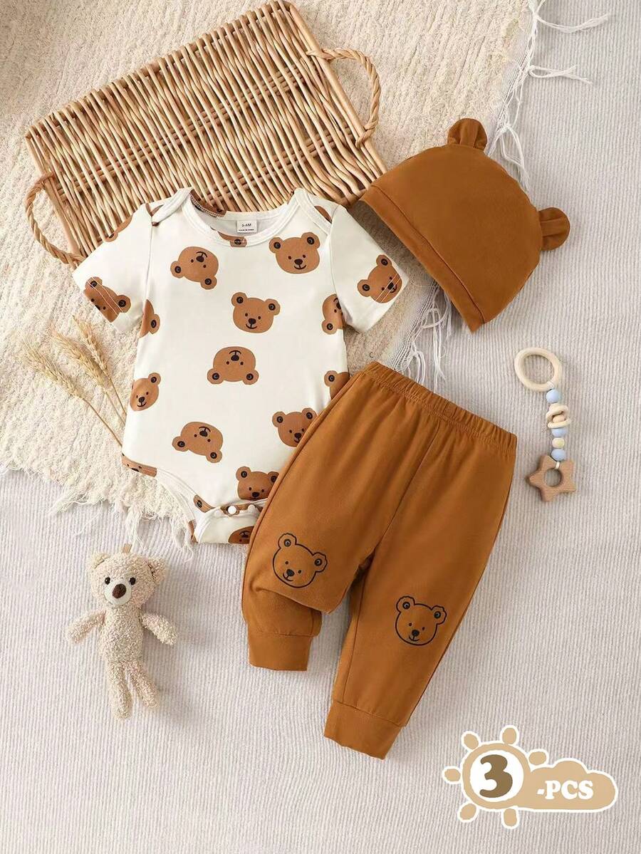 Cute Baby Boy Letter Print Bodysuit & Sweatpants Matching Set for Spring Summer