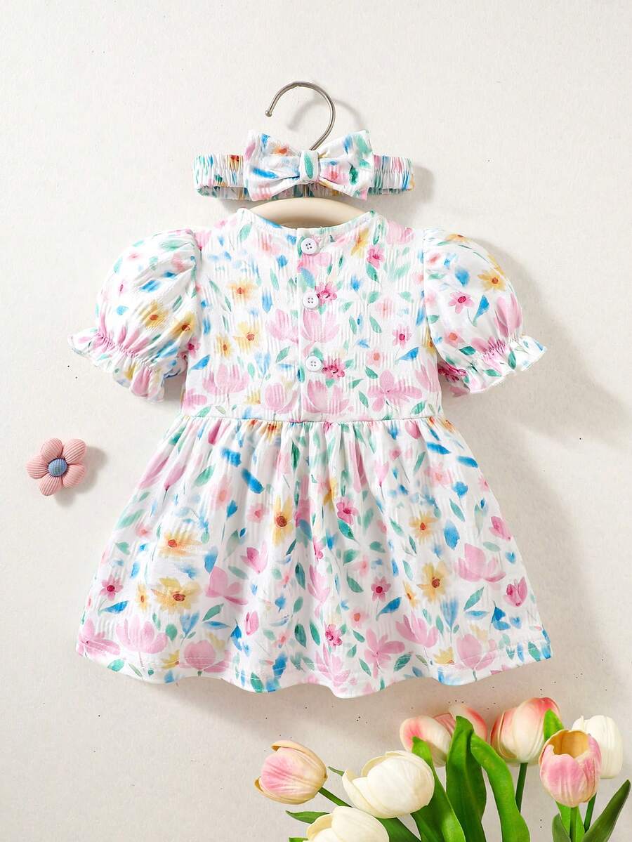 Newborn Pink Bow Dress & Headband Set - Sweet Princess Style Outfit