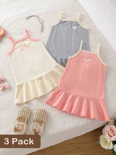 Little Girls Halter Knit Dress 3pcs Set Sweet Colorful Summer Vacation Outfits