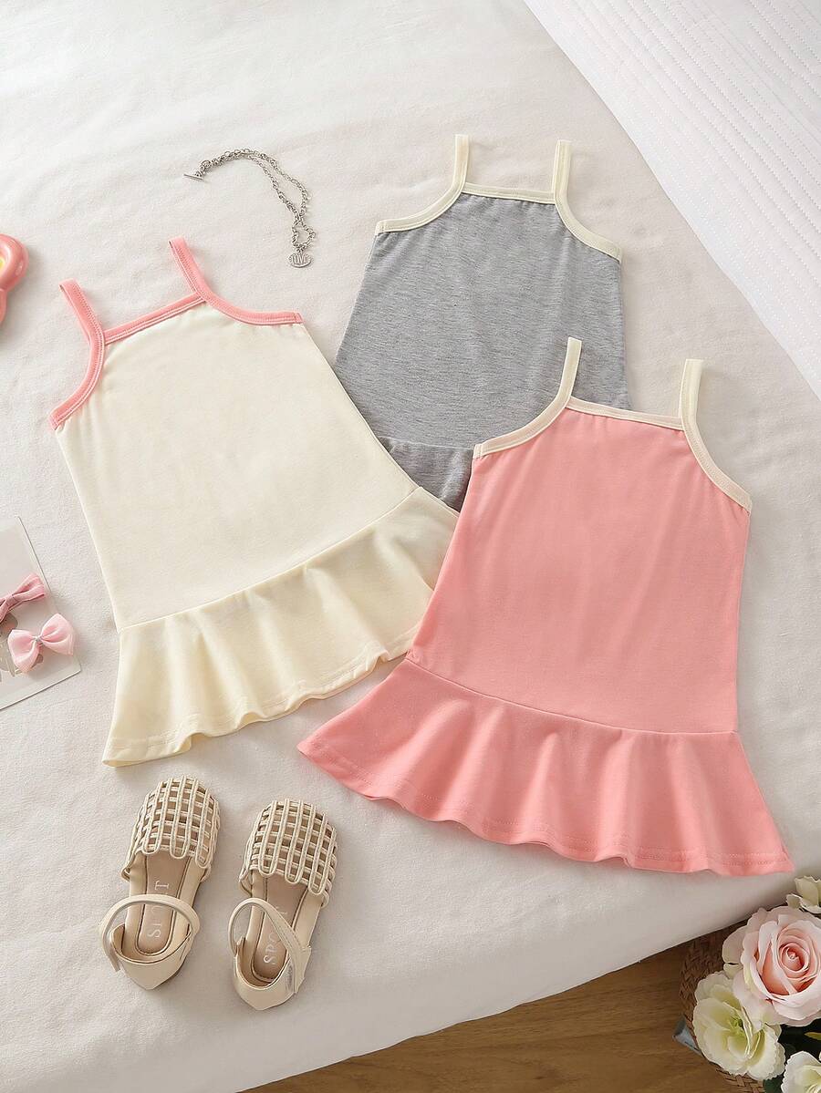 Little Girls Halter Knit Dress 3pcs Set Sweet Colorful Summer Vacation Outfits