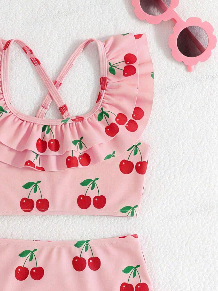 Baby Girls Leopard Print Bikini Set With Ruffle Trim Cute Summer Swimwear