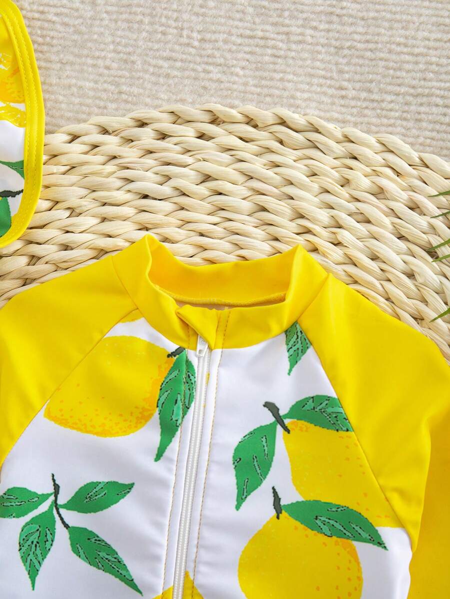 Baby Girls Cartoon Print Swimsuit Romper Casual Summer Vacation Beachwear