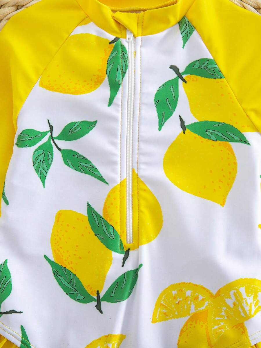 Baby Girls Cartoon Print Swimsuit Romper Casual Summer Vacation Beachwear