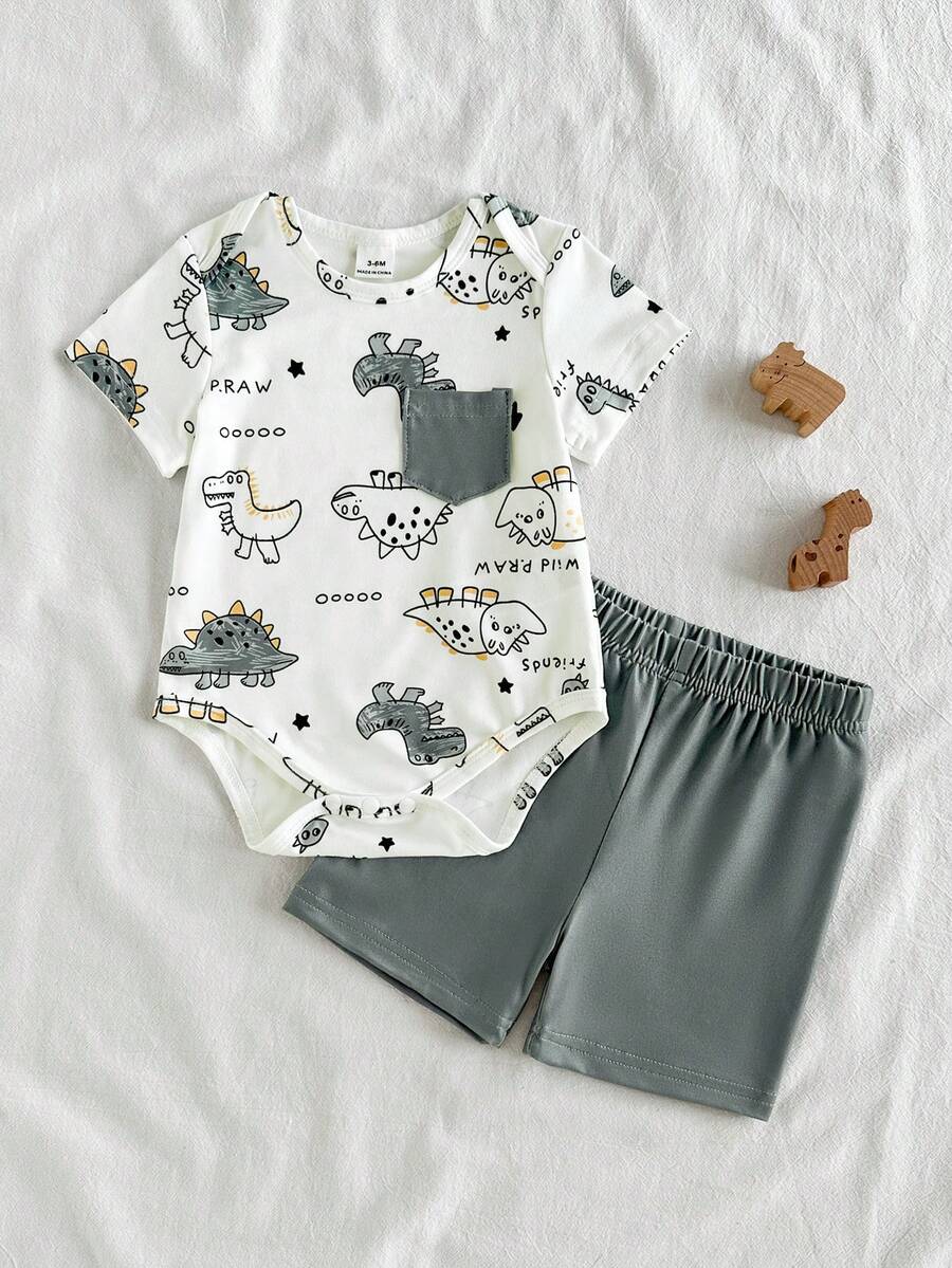Baby Lion Print Romper and Shorts Set for Daily Wear and Photoshoots