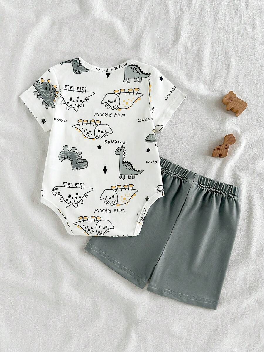 Baby Lion Print Romper and Shorts Set for Daily Wear and Photoshoots