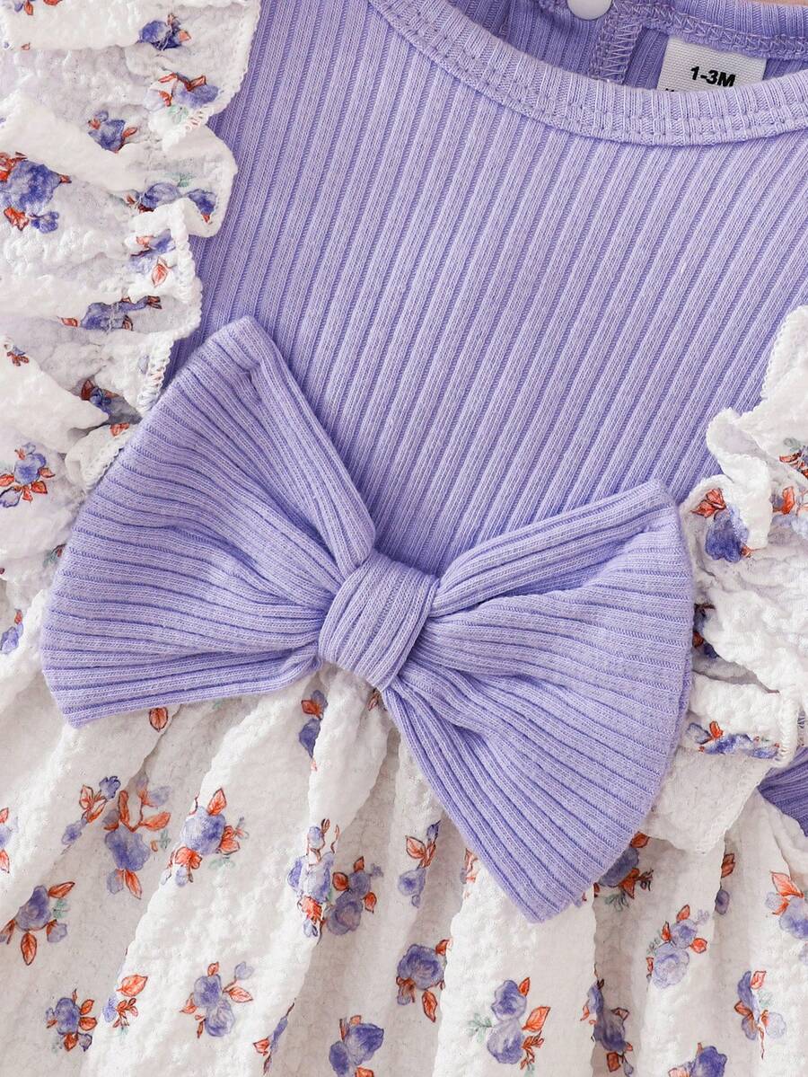 2PCS Baby Blue Floral Dress and Headband Set for Cute Summer Tea Parties and Outings