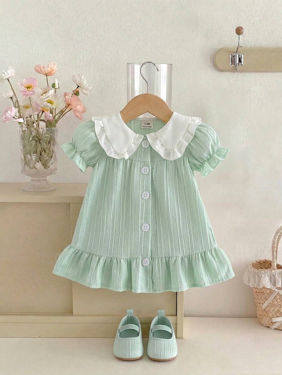Baby Embroidered Puff Sleeve Dress for Cute Summer Outings and Photoshoots