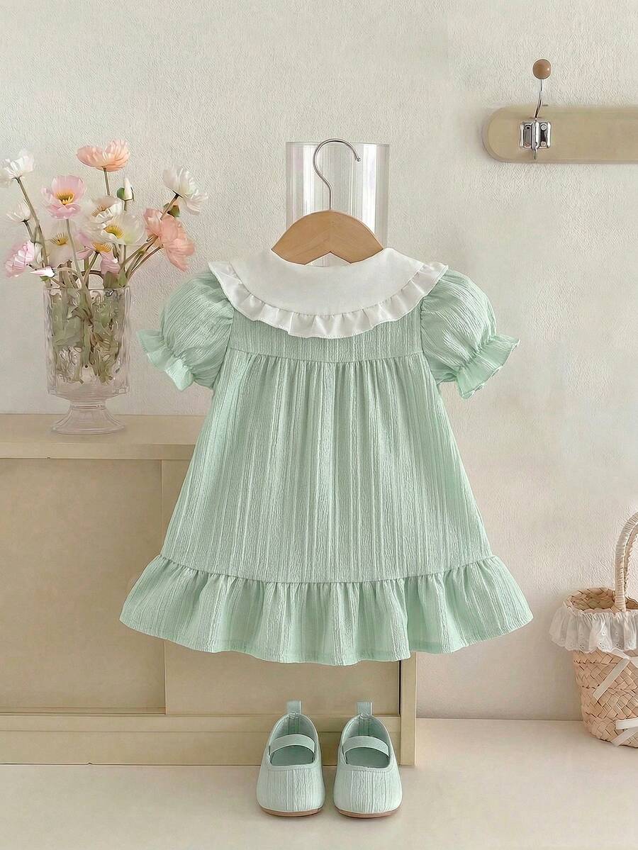 Baby Embroidered Puff Sleeve Dress for Cute Summer Outings and Photoshoots