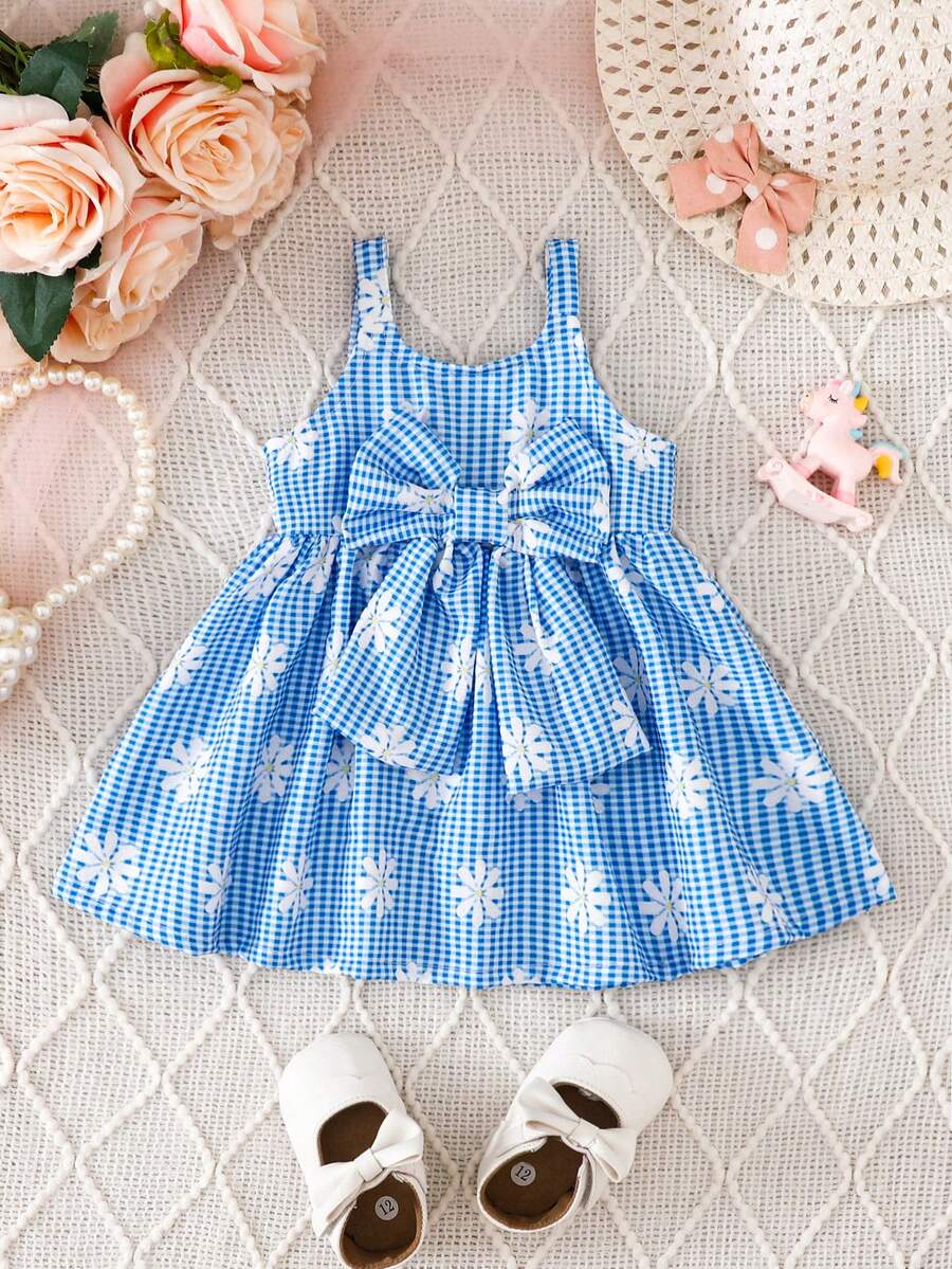 Baby Big Bow Strap Dress for Sweet Elegant Spring and Summer Wear