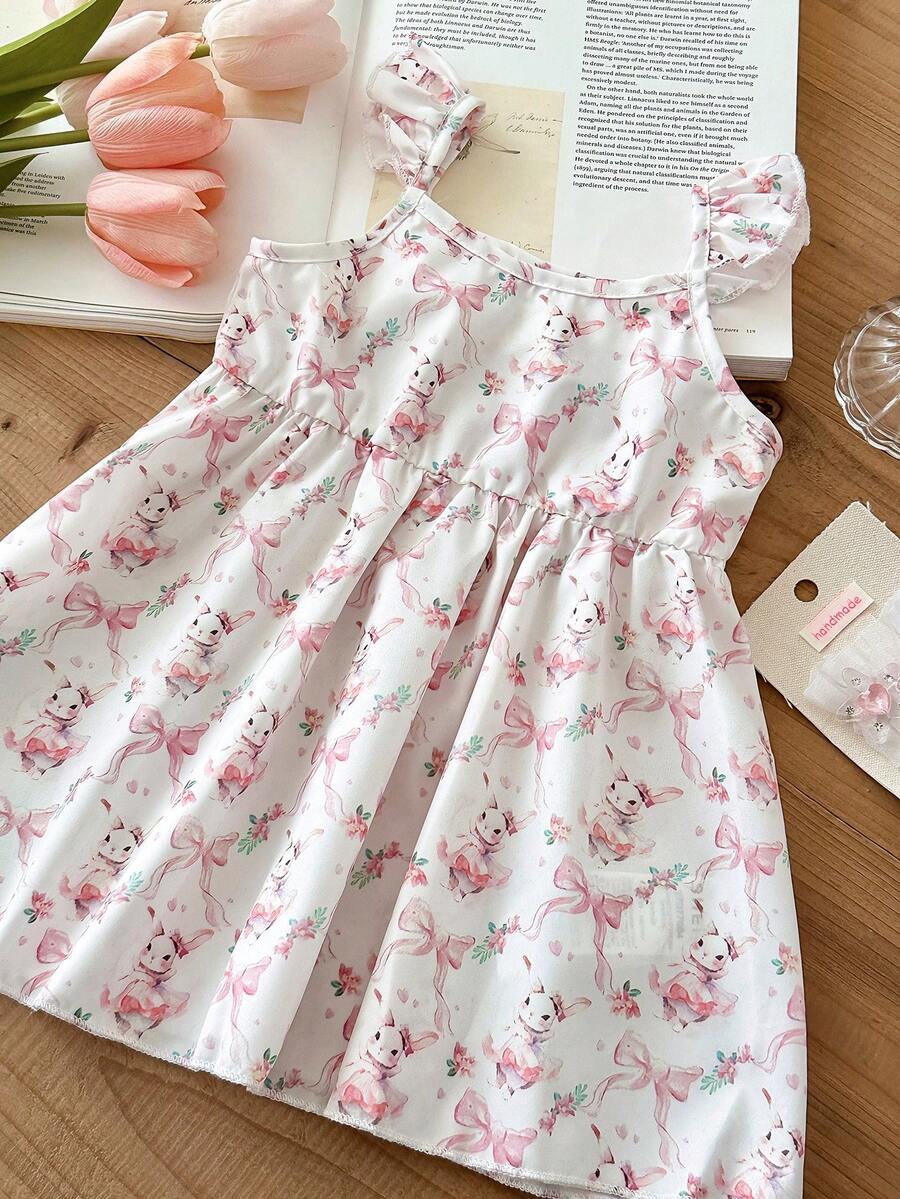 Baby Girl Retro Vintage Floral Dress - Sleeveless Elastic Waist Casual Sundress