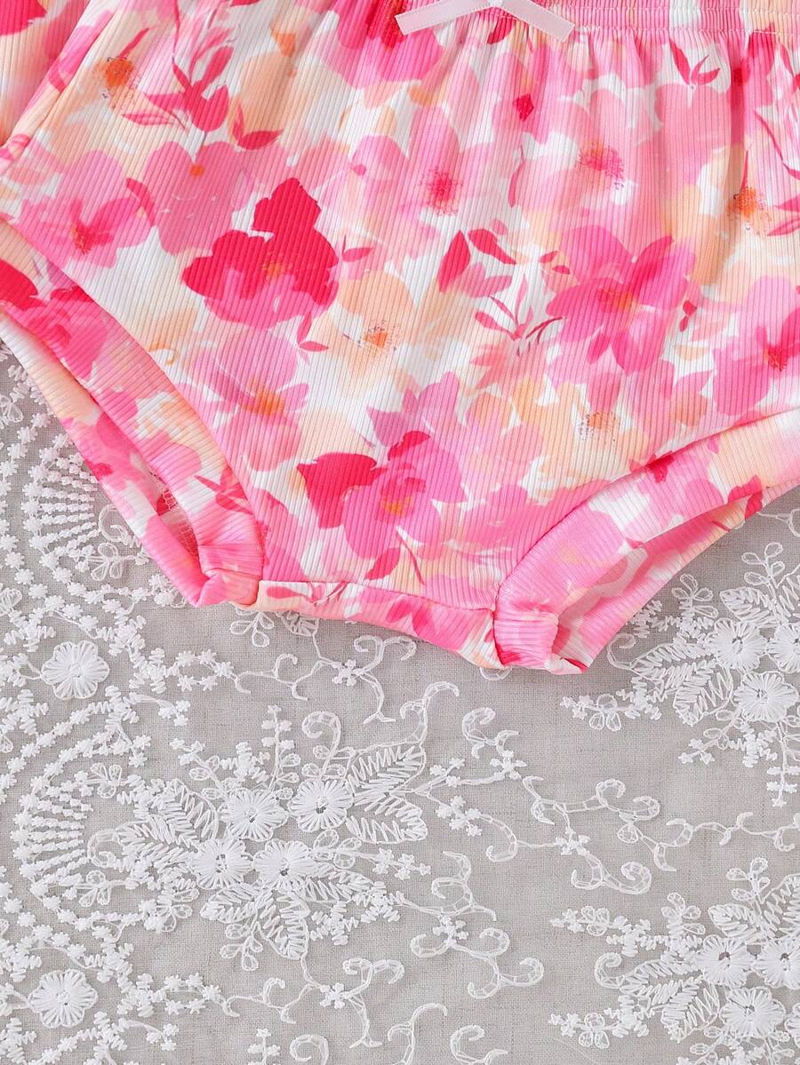 Cute Baby Girls Bib Shorts Set With Skin Friendly Casual Summer Style