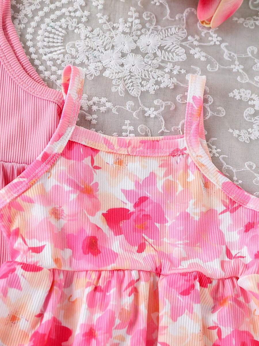Cute Baby Girls Bib Shorts Set With Skin Friendly Casual Summer Style