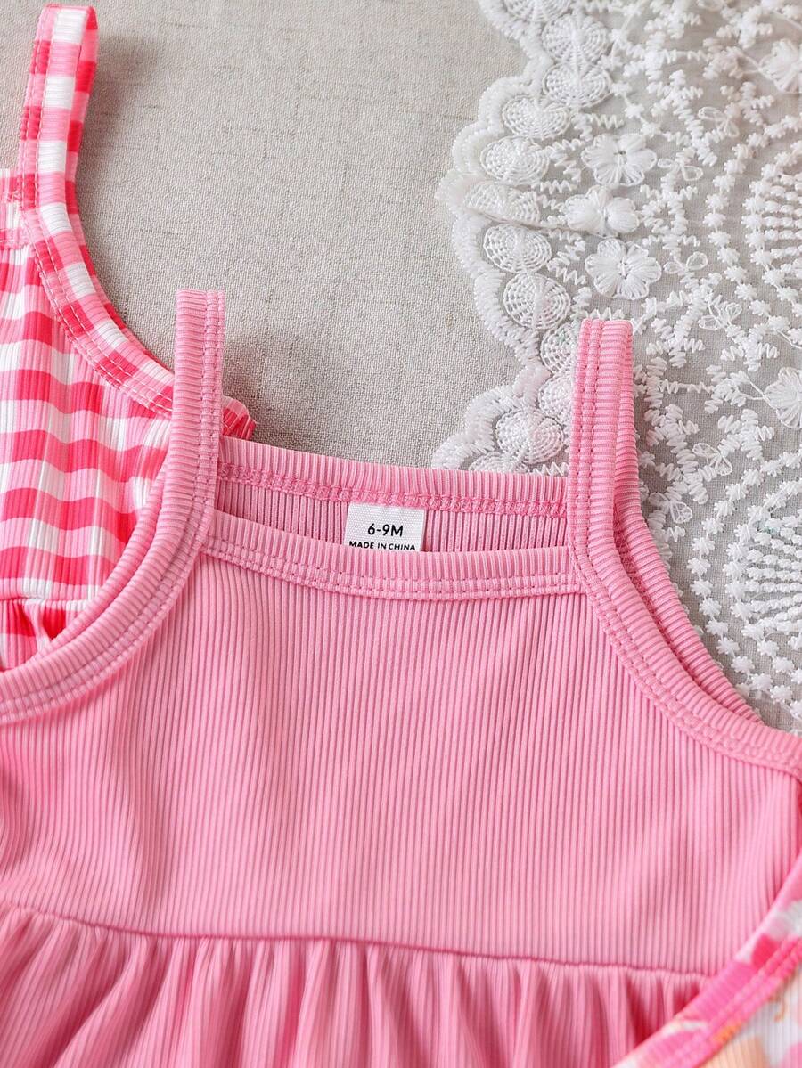 Cute Baby Girls Bib Shorts Set With Skin Friendly Casual Summer Style