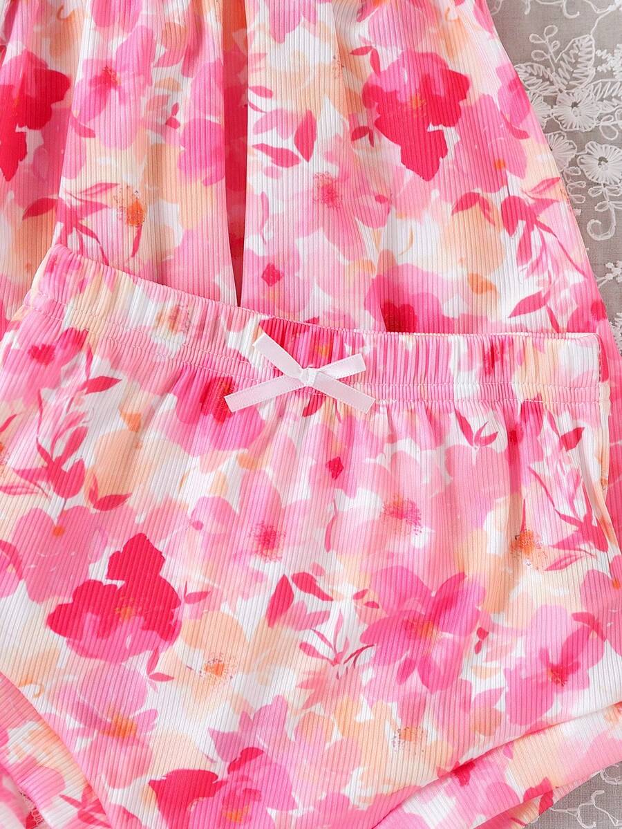 Cute Baby Girls Bib Shorts Set With Skin Friendly Casual Summer Style