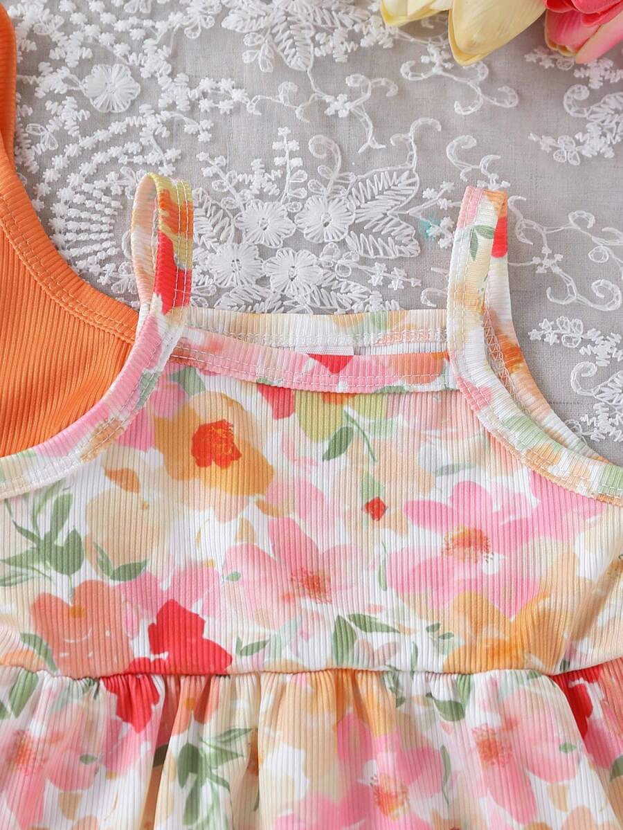 Cute Baby Girls Bib Shorts Set With Skin Friendly Casual Summer Style