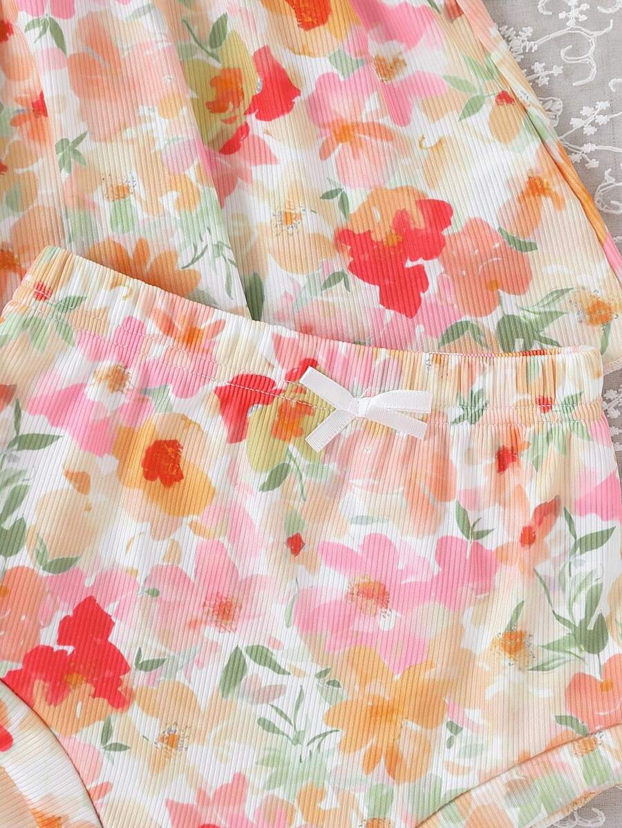 Cute Baby Girls Bib Shorts Set With Skin Friendly Casual Summer Style