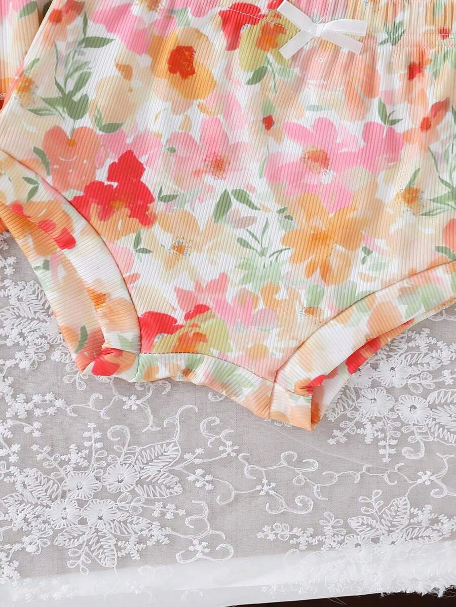 Cute Baby Girls Bib Shorts Set With Skin Friendly Casual Summer Style