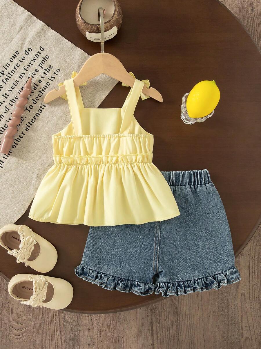 Cute Cherry Summer Clothing Set For Little Girls Party And Outing Style