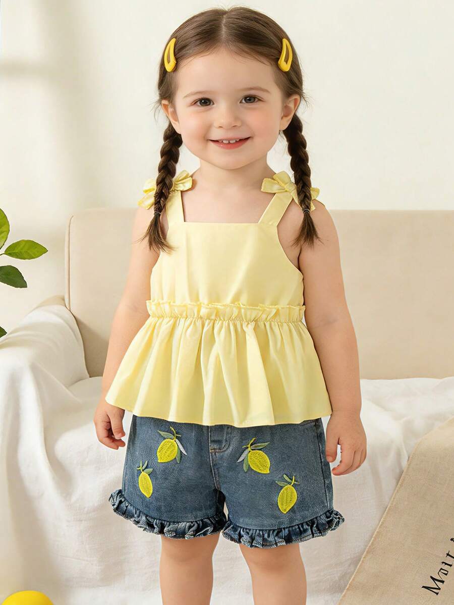Cute Cherry Summer Clothing Set For Little Girls Party And Outing Style
