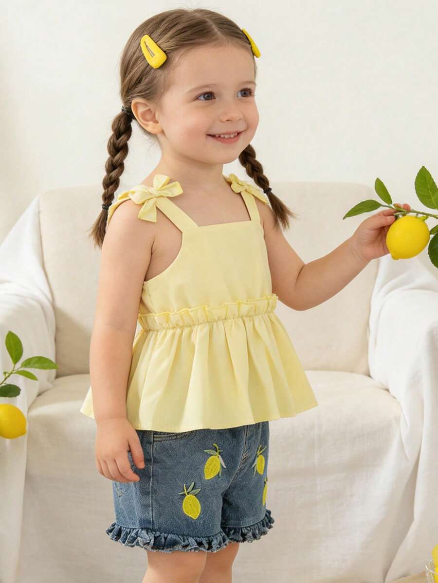 Cute Cherry Summer Clothing Set For Little Girls Party And Outing Style