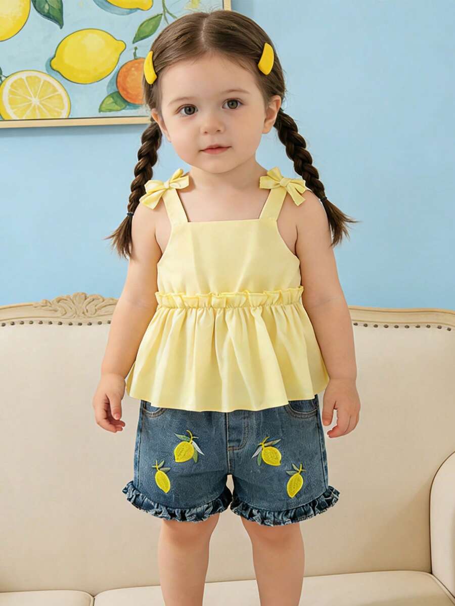 Cute Cherry Summer Clothing Set For Little Girls Party And Outing Style