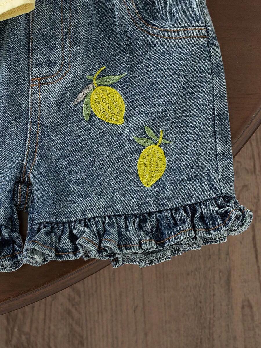 Cute Cherry Summer Clothing Set For Little Girls Party And Outing Style