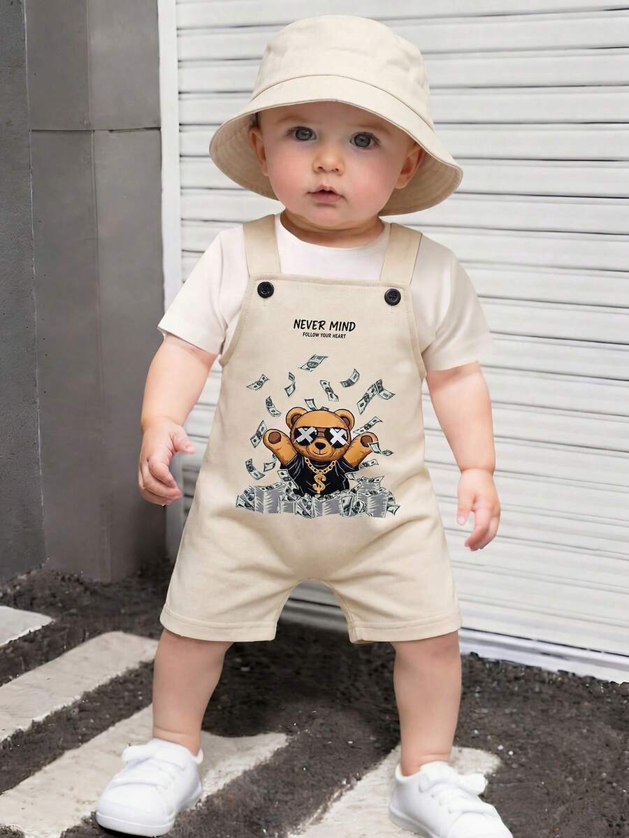 Cute One Piece Shorts Romper For Toddler Boys Summer Street Fashion Outfit