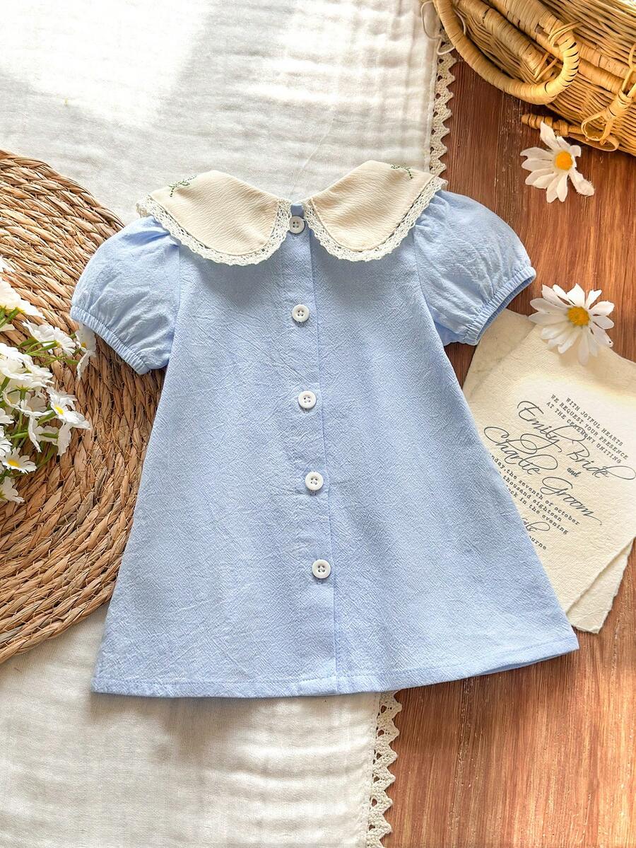 Baby Floral Embroidered Countryside Dress for Cute Spring and Summer Wear