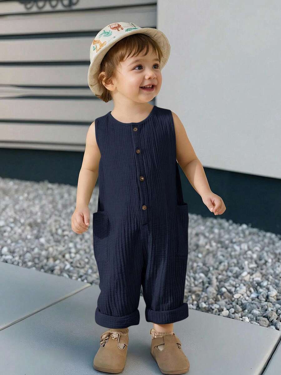 Unisex Newborn Baby Apricot Striped Sleeveless Romper Casual Spring Summer Vacation Outfit