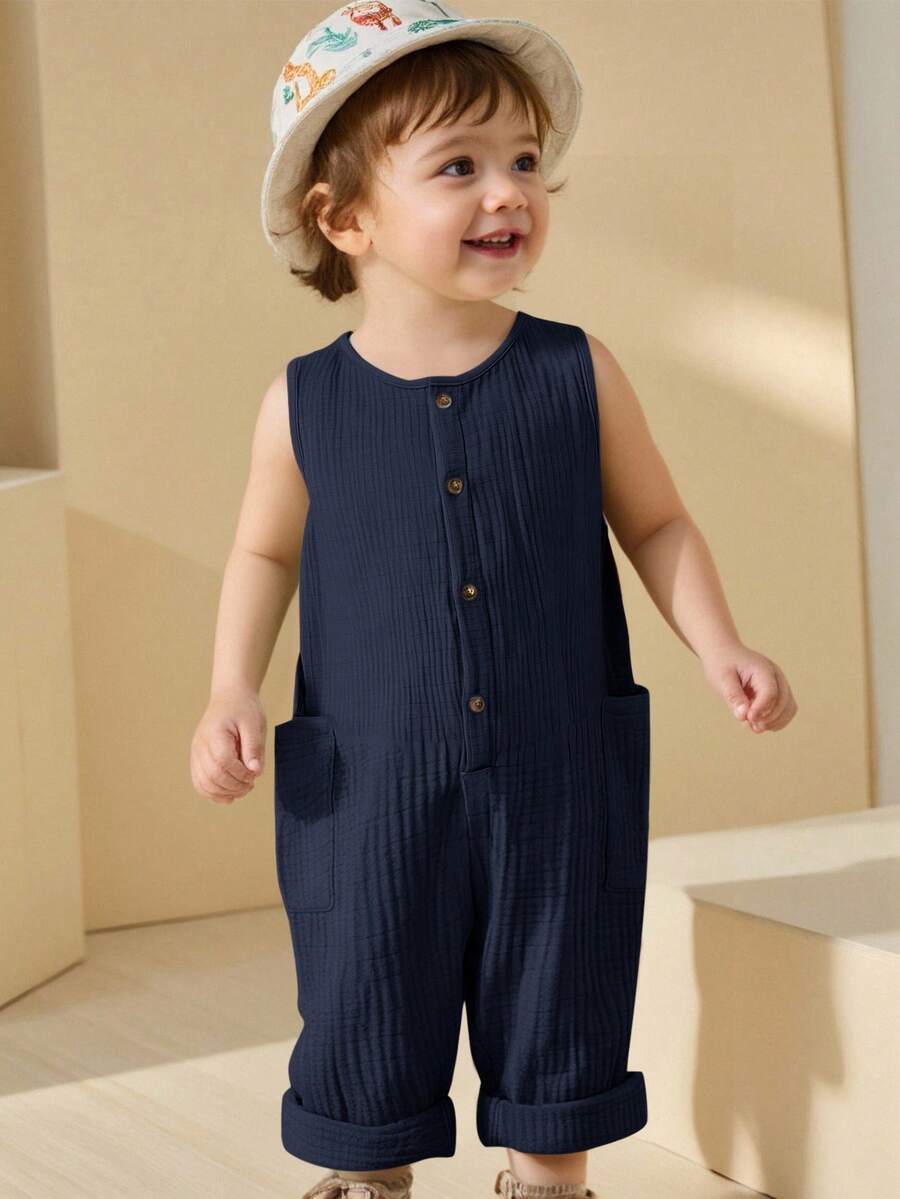 Unisex Newborn Baby Apricot Striped Sleeveless Romper Casual Spring Summer Vacation Outfit